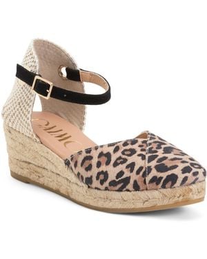 TJ Maxx Suede Espadrille Wedge Sandal With Ankle Strap For - Metallic