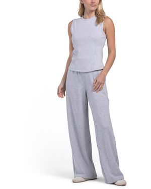 TJ Maxx 2Pc Crew Neck Tank Top And Wide Leg Pants Set, Spandex/Cotton/Rayon - White
