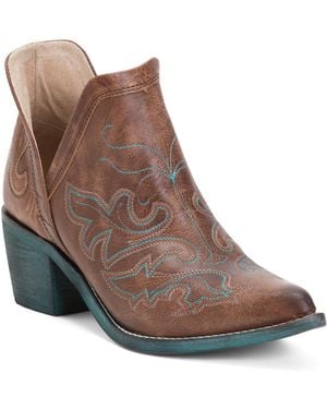 TJ Maxx Leather Embroidery Booties For - Brown
