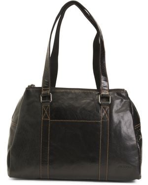 TJ Maxx Buffalo Leather Voyager Hand Stained Satchel For - Black