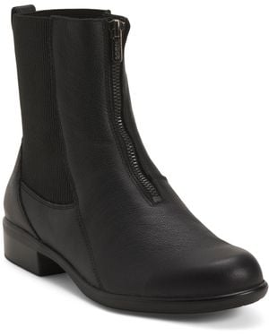 TJ Maxx Leather Bora Front Zip Comfort Booties For - Black