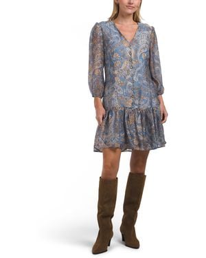 TJ Maxx Long Sleeve Mini Babydoll Dress For Nylon/Polyester - Gray