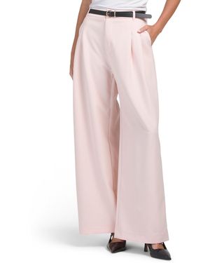 TJ Maxx Double Pleat Wide Leg Pants With Belt For Spandex/Polyester - Pink