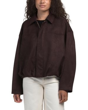 TJ Maxx Collared Hidden Placket Bubble Hem Jacket, Spandex/Polyester - Black