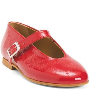 TJ Maxx Leather Round Toe Mary Jane Flats For - Red