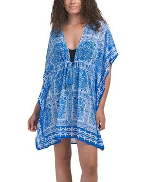 TJ Maxx V-Neck Cover-Up Caftan For Polyester - Blue