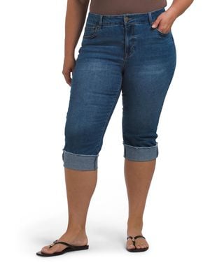 TJ Maxx Plus Wide Cuff Capris For Spandex/Cotton/Polyester - Blue
