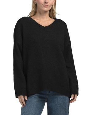 TJ Maxx V-Neck Oversized Sweater, Nylon/Polyester/Wool - Black