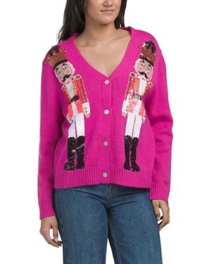 TJ Maxx Nutcracker Sequin Sweater, Nylon/Acrylic/Wool - Pink
