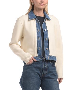 TJ Maxx Sweater Jean Jacket, Nylon/Cotton/Polyester - Blue