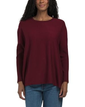 TJ Maxx Oversized Crew Neck Pull Over Sweater With Ribbed Sleeves, Nylon/Viscose - Red