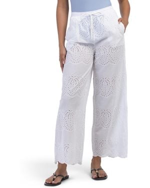 TJ Maxx Palm Eyelet Cover-Up Pants For Cotton - Blue