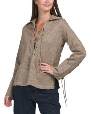 TJ Maxx Lace Up Sweater, Polyester/Viscose - Natural