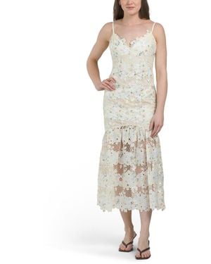 TJ Maxx Sabrina Floral Print Lace Dress For Cotton/Polyester - Natural