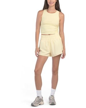 TJ Maxx 2Pc Ribbed Crop Tank Top With Side Ruching And High Rise Shorts Set, Spandex/Rayon - Natural