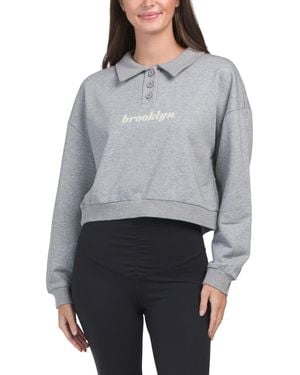 TJ Maxx Kairo Embroidered Long Sleeve Polo For Spandex/Cotton/Polyester - Gray