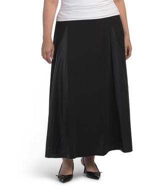 TJ Maxx Plus Scuba And Faux Leather Skirt For Spandex/Polyester/Leather - Black