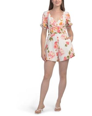 TJ Maxx Floral Romper For Rayon - Red