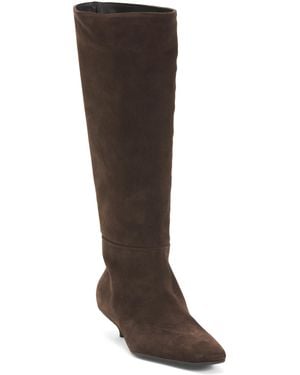 TJ Maxx Suede Square Toe Western Heel High Shaft Boots For - Brown