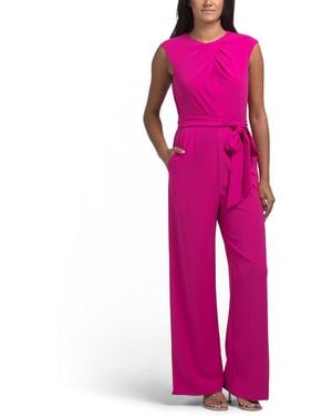 TJ Maxx Pleated Neck Jumpsuit For Spandex/Polyester - Pink