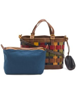 TJ Maxx Leather Dorgon Latigo Basket Handbag, Leather - Blue