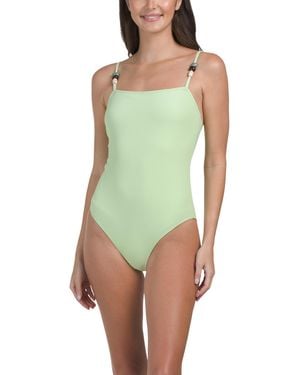 TJ Maxx Beaded Square Neck One-Piece Swimsuit, Nylon - Green