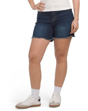 TJ Maxx Perfection Fray Denim Shorts For Spandex/Cotton/Polyester - Blue