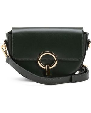 TJ Maxx Leather Round Closure Crossbody, Leather - Black