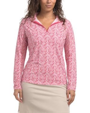 TJ Maxx Upf 50 Printed Mock Neck Quarter Zip Long Sleeve Jacket For Nylon - Pink
