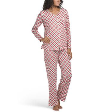 TJ Maxx 2Pc Sweet Whisper Holiday Plaid Pajama Set For Spandex/Polyester - Red