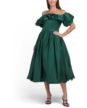 TJ Maxx Off The Shoulder Corset Mikado Dress For Polyester - Green