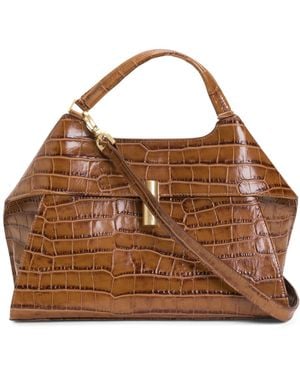 TJ Maxx Leather Crocodile Single Handle Trap Satchel, Leather - Brown