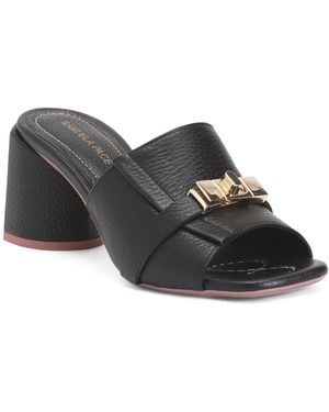 TJ Maxx Leather Wrapped Heel Sandals With Accessory For Leather - Black