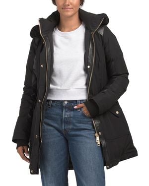 TJ Maxx Chelsea Shearling Hood Parka, Polyester/Leather - Black