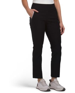 TJ Maxx Tummy Control Pants With Pockets And Contrast Piping For Nylon/Viscose - Black