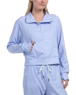 TJ Maxx Renew Heather Quarter Zip Long Sleeve Sweatshirt, Spandex/Polyester/Rayon - Blue