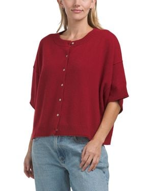 TJ Maxx Cashmere Boxy Short Sleeve Cardigan - Red