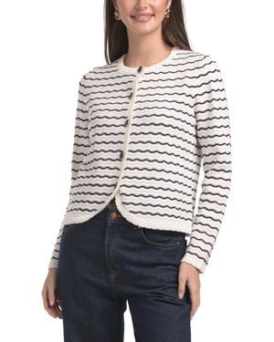 TJ Maxx Scallop Stitch Curved Hem Cardigan, Nylon/Cotton - White