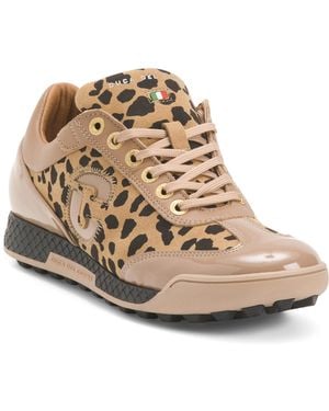 TJ Maxx Patent Leather And Suede King Cheetah Golf Sneakers For Leather//Suede - Natural