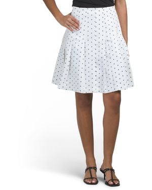TJ Maxx Polka Dot Pleated Skirt For Cotton - White