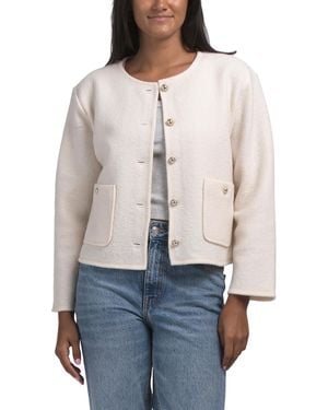 TJ Maxx Wool Boiled Crew Neck Short Jacket - Gray