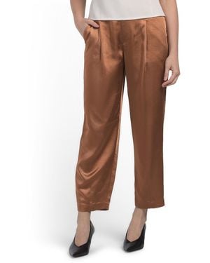 TJ Maxx Satin Fly Front Pants For Polyester - Brown