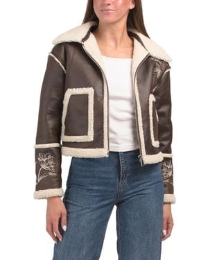 TJ Maxx Silas Shearling X Etched Jacket For Polyester/Leather - Blue