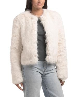 TJ Maxx Short Faux Fur Collarless Jacket, Polyester - Gray
