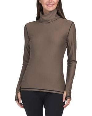 TJ Maxx Bonnie Base Layer Funnel Neck Top For Spandex/Polyester - Brown