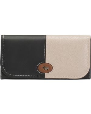 TJ Maxx Leather Maldon Mews Color Block Large Flap Over Wallet For Leather - Black