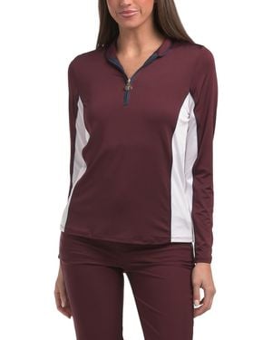 TJ Maxx Upf 50 Long Sleeve Contrast Mock Neck Quarter Zip Jacket For Spandex/Polyester - Purple