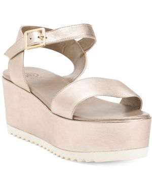 TJ Maxx Leather Arena Wedge Sandals For - Natural