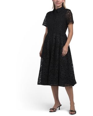 TJ Maxx Short Sleeve Ruffle Dress For Spandex/Polyester - Black