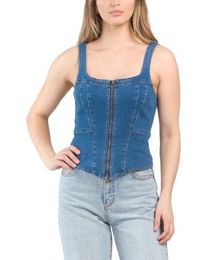 TJ Maxx Zip Front Denim Corset Top For Spandex/Cotton/Polyester - Blue